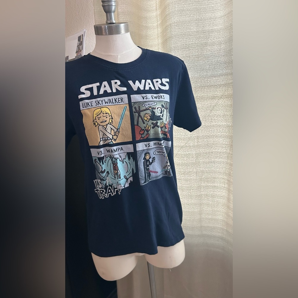 Star Wars Luke Skywalker Wampa Ewoks Graphic unisex T-Shirt Navy Blue M